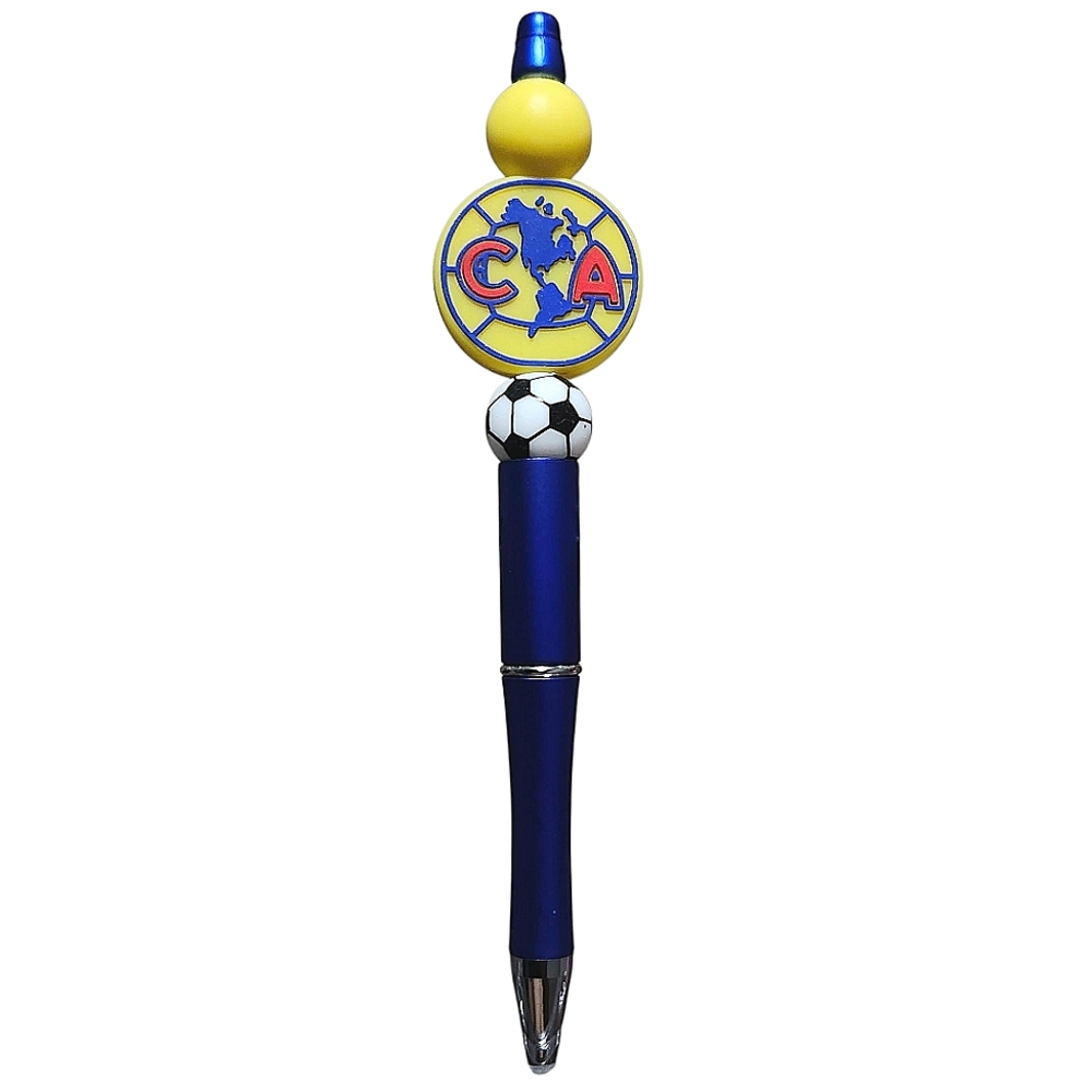 Club America Soccer Team Custom Beaded Ballpoint Twist Pen Blue Yellow